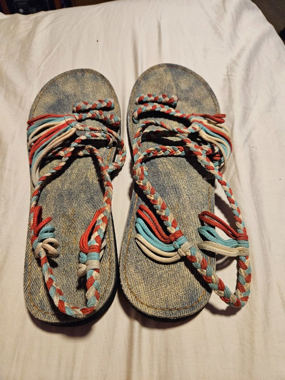 Plaka Palm Leaf Flat Women's Rope Sandals size 9